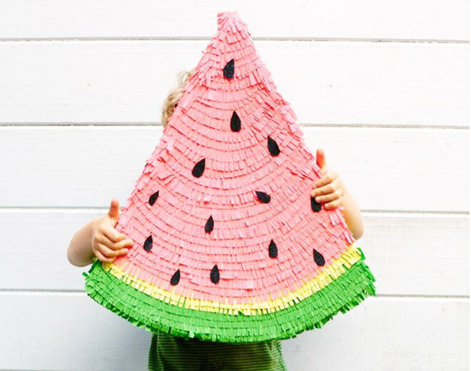 How to make a Watermelon Pinata DIY via Oh Happy Day