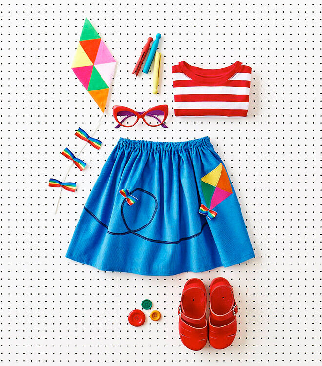 Colourful kite skirt featured in Wild Things: Funky little clothes to sew