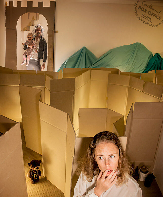 Cardboard Box Office re-create Labyrinth with their baby and cardboard boxes