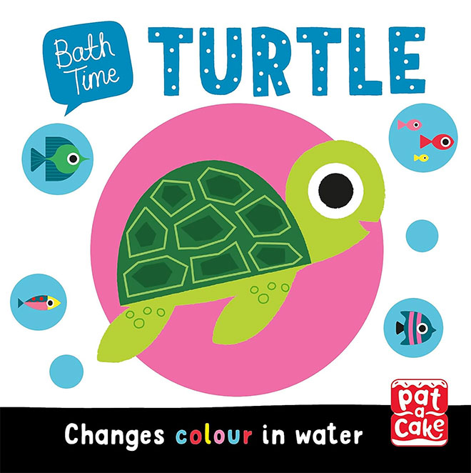 A book front cover showing a cartoon turtle in a pink bubble with the text 
