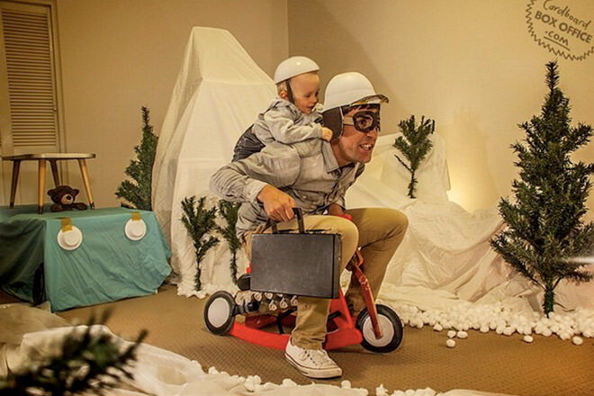 Family uses cardboard boxes to recreate famous movie scenes
