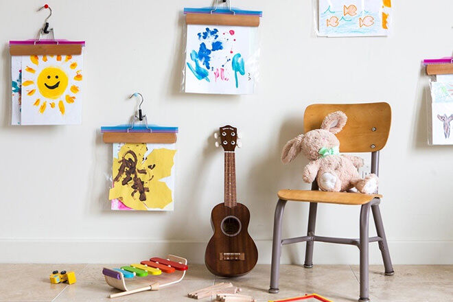 How to Creatively Display Your Kids' Art Using Hangers