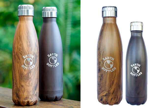 Father's Day gift ideas for outdoor dads: Earth Bottles, stainelss steel with faux wood finish | Mum's Grapevine