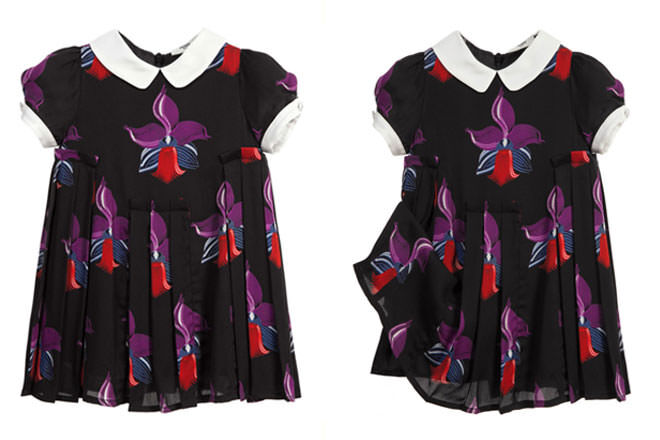 Baby Girls Black 'Orchid' Silk Dress by Fendi | Mum's Grapevine