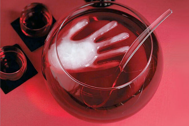 Freeze a rubber glove filled with water and put it in the Halloween punch bowl - it will scare your guests and keep the punch cool! 