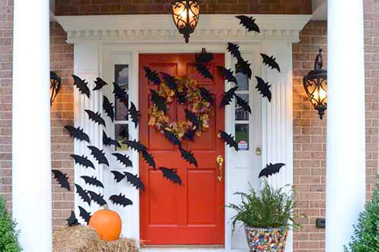 Decorating front doors for Halloween