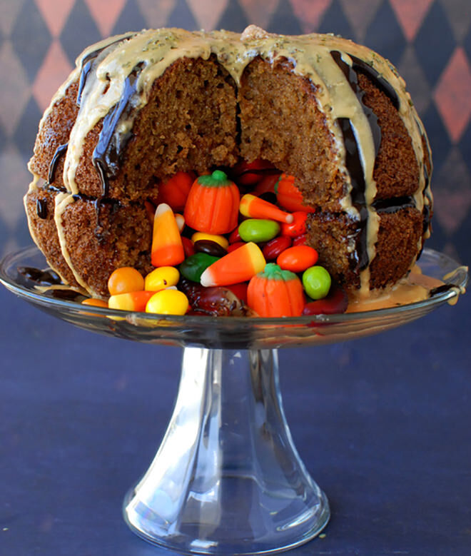 This pumpkin volcano cake is not only delicious it is gluten free. Winner! 