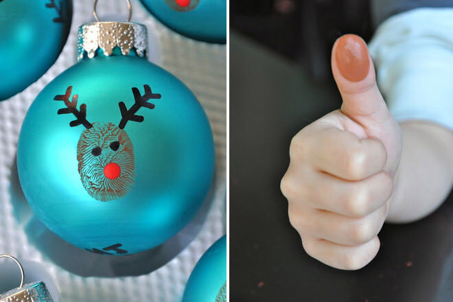 Make your Christmas baubles personal with these super sweet thumb print reindeers
