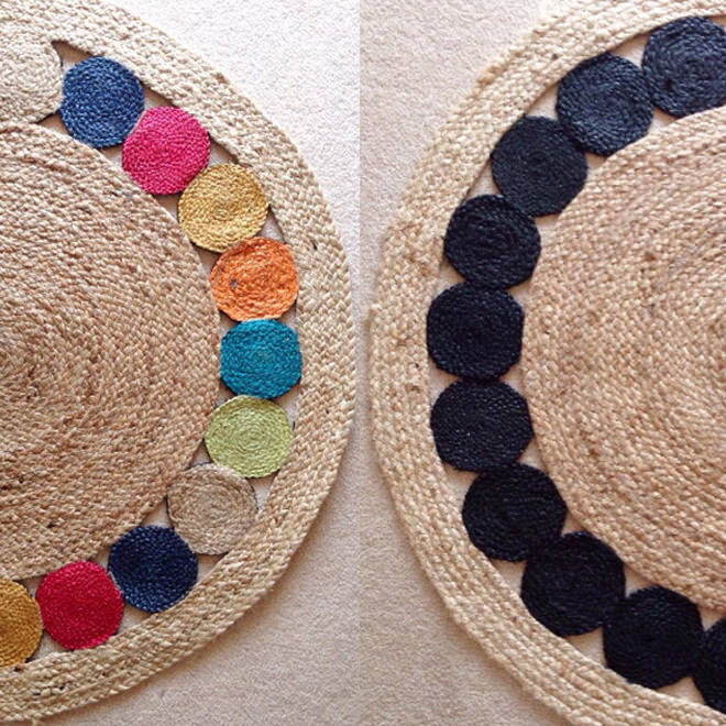 This colourful jute rug had a monochrome makeover. This particular Kmart rug was made-over with just one sample pot of black paint from Bunnings - easy peasy!