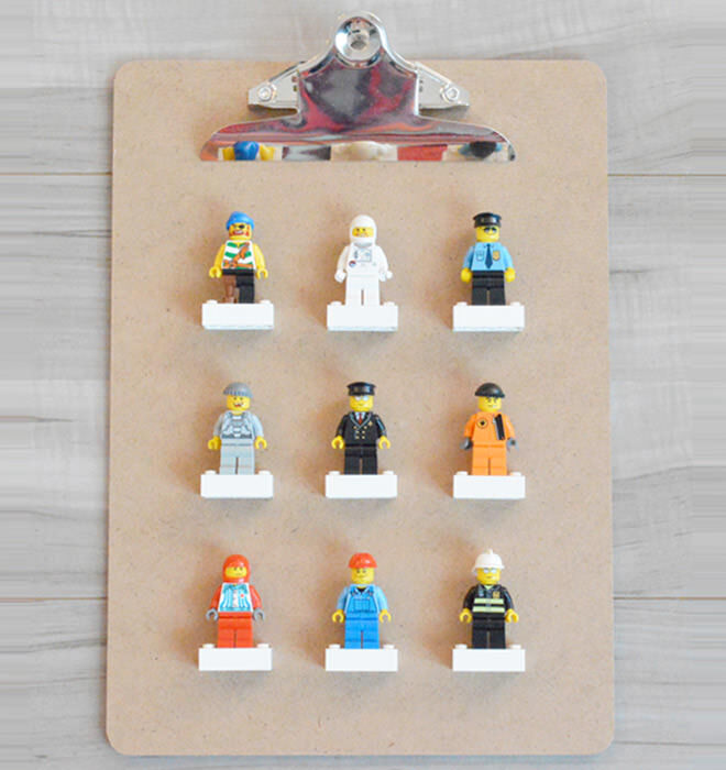 Displaying LEGO men on clipboards and make it easy for the kids to reach and played with them