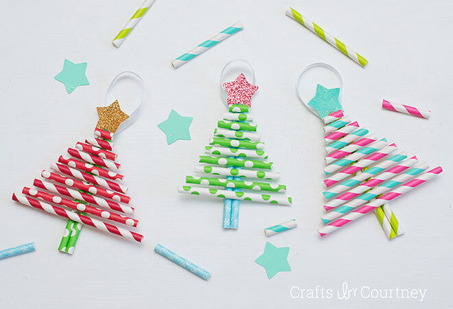 This paper straw tree ornament is super easy to put together