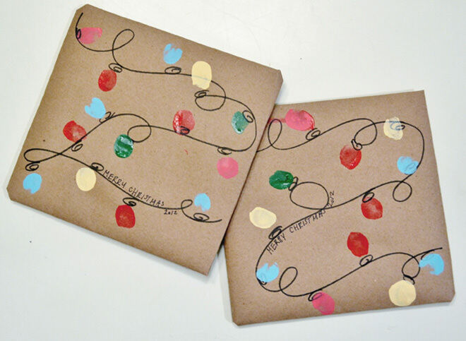 Fairy light Christmas paper - Simply draw the string and get your child's finger to do all the lights.