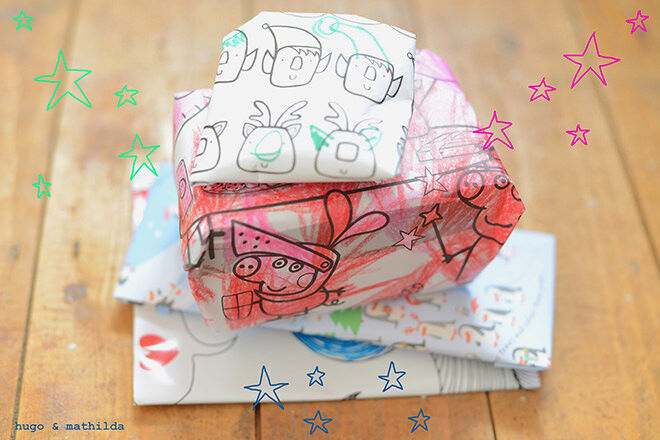 Re-use you kids artwork by making it into a personalised gift wrap