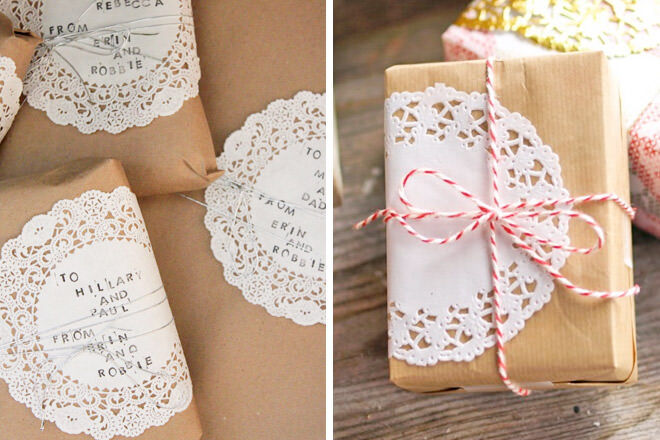 Gift wrap ideas with paper doily