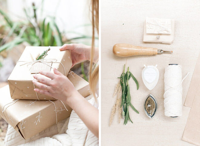 Stamp gift wrapping ideas from The Pretty Blog