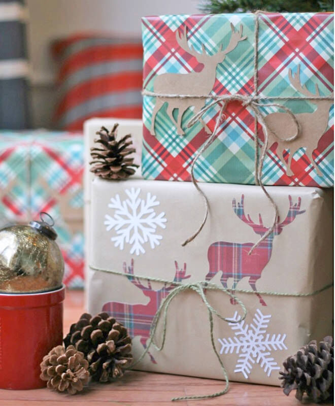 Tartan and brown paper traditional gift wrap idea