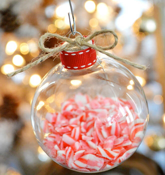 DIY candy cane Christmas tree ornament