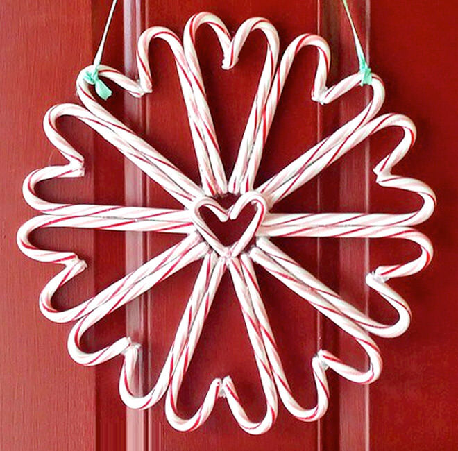 Candy cane Christmas wreath