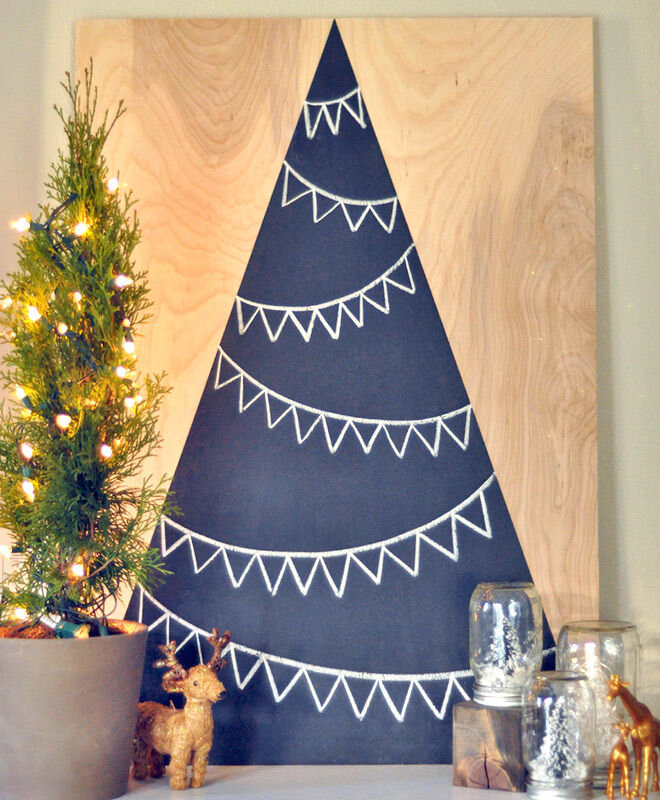 Painted plywood makes an alternative Christmas Tree