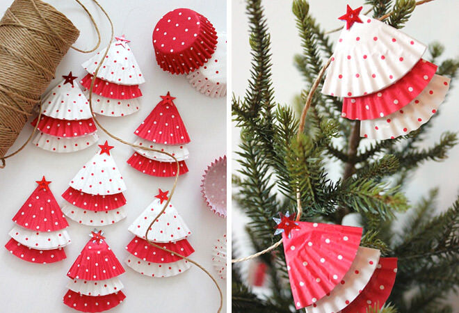 Easy, inexpensive DIY Cupcake Christmas Garland