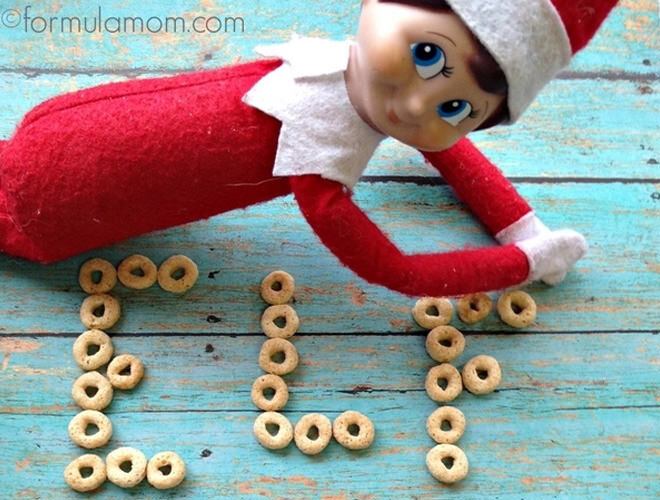 Elf on the Shelf writing a cereal message
