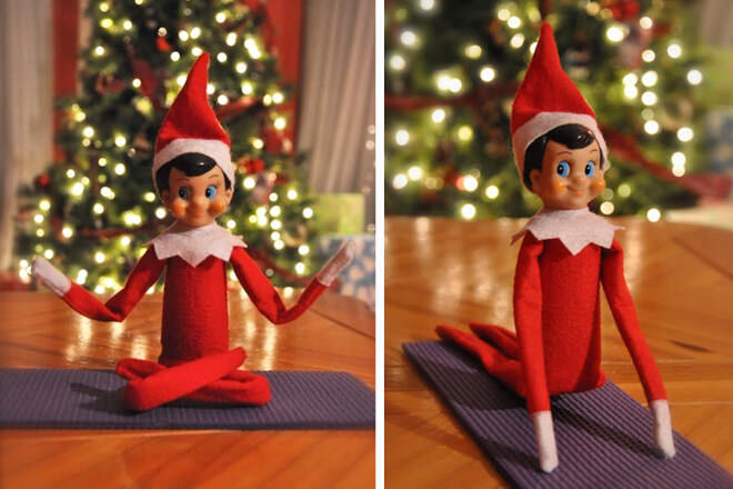 Elf on the Shelf does yoga