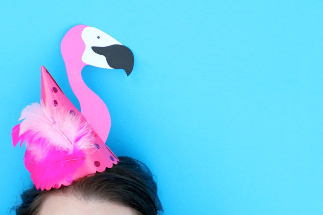 Easy DIY Flamingo Party hat for a Flamingo party