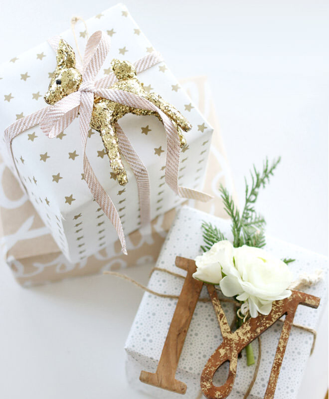 Easy gift wrap idea with an ornament