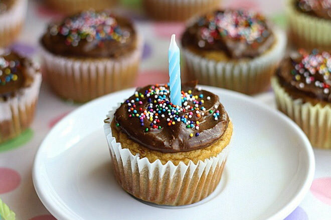 Healthy birthday cake cupcake