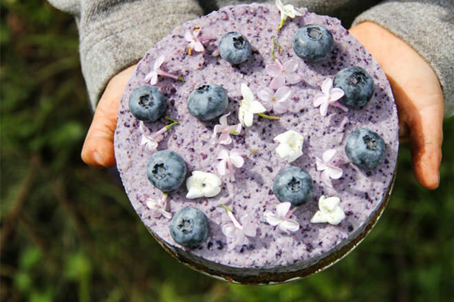 Healthy birthday cake blueberry chia