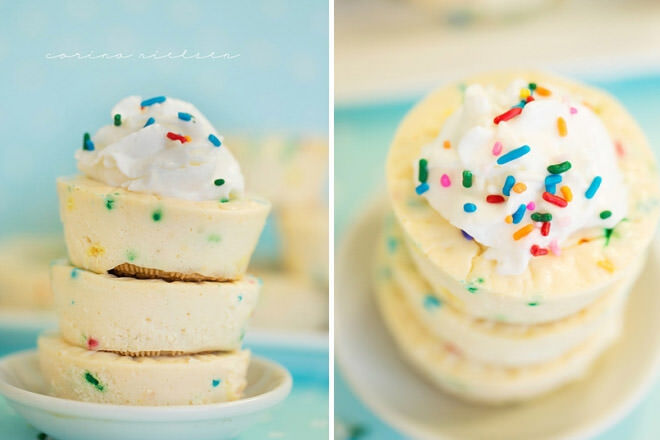 Healthy birthday cake mini cheesecake