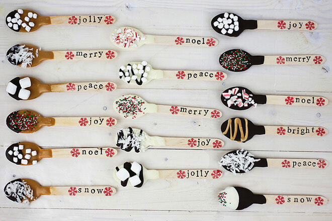 Serve ready to stir into hot chocolate with these cute Christmas treat spoons