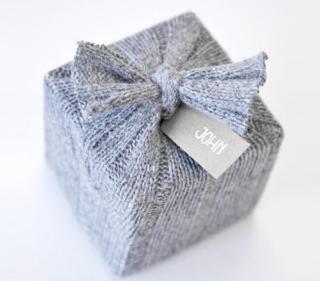 Recycled knit gift wrap