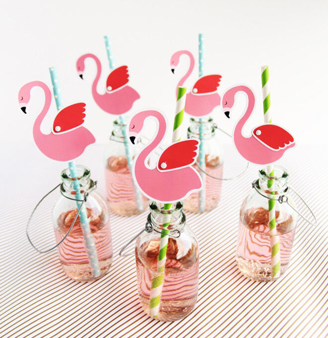 Easy DIY Printable Flamingo Straws for Flamingo Party