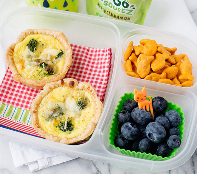 These broccoli quiches can be frozen and taken out in the morning for the kiddies lunch box.