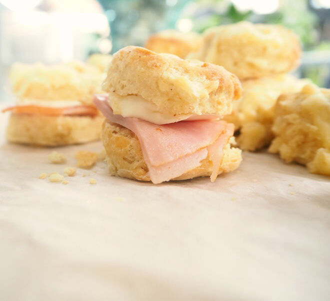 Scones can be frozen too! Simply defrost and fill with ham and cheese in the morning.