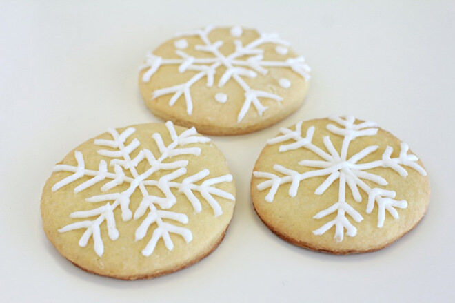 Snowflake decorated cookies