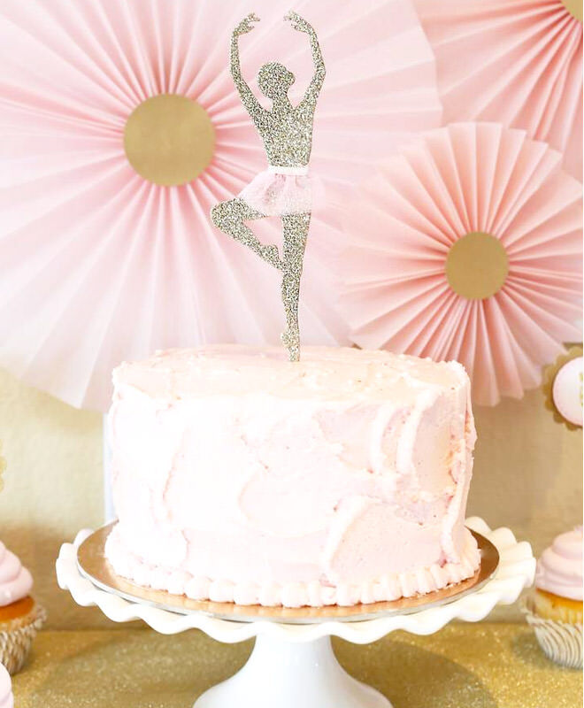 Pink and gold ballerina birthday cake
