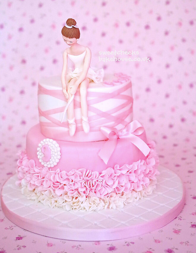 Elegant ballerina birthday cake with ribbon