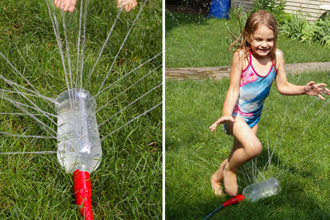DIY sprinkler using a water bottle
