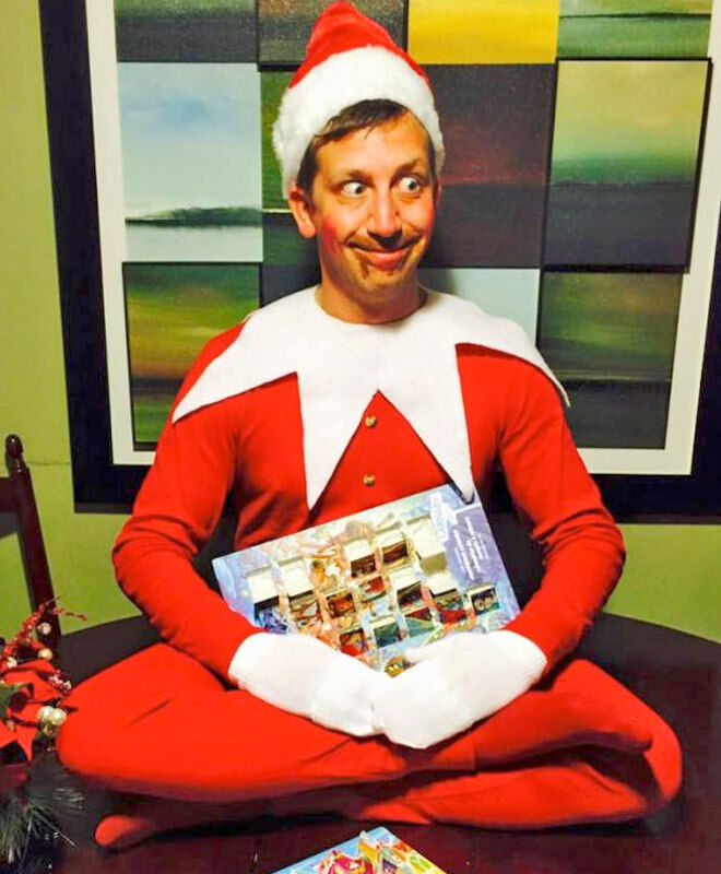 Dad turns into Elf on the Shelf