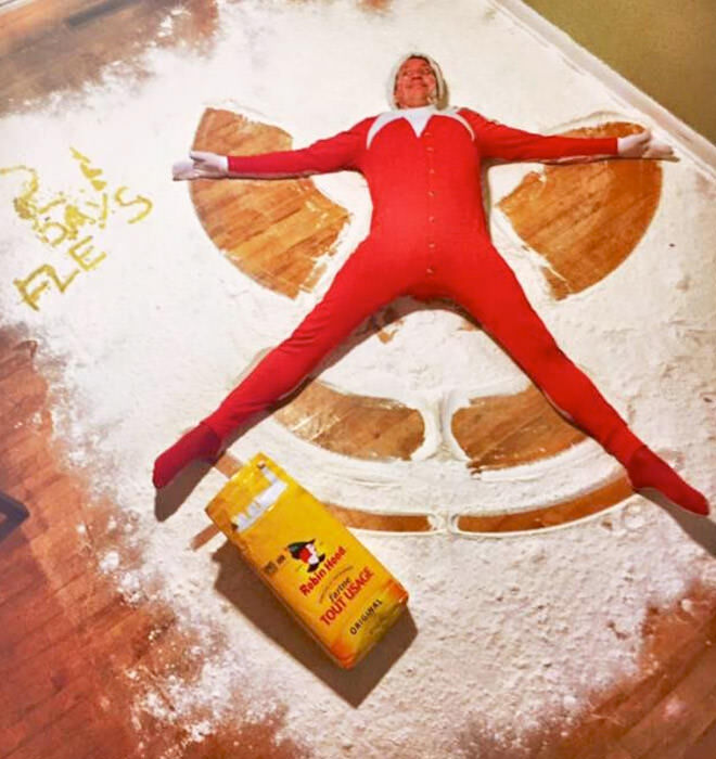 Dad turns into Elf on the Shelf