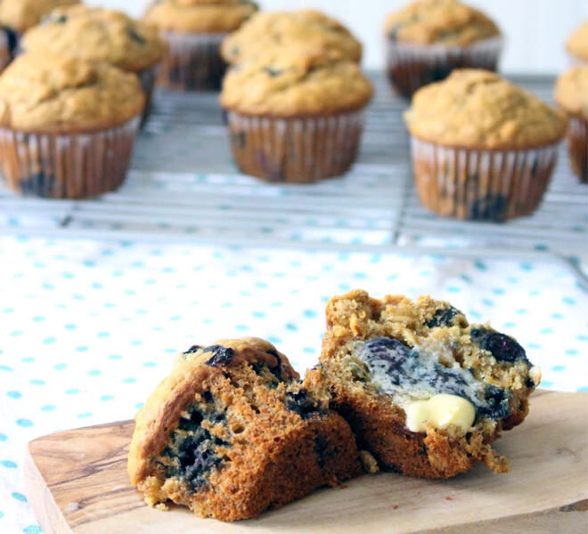 Freezable Wholegrain Blueberry Muffins - Perfect for the kiddies lunch box!