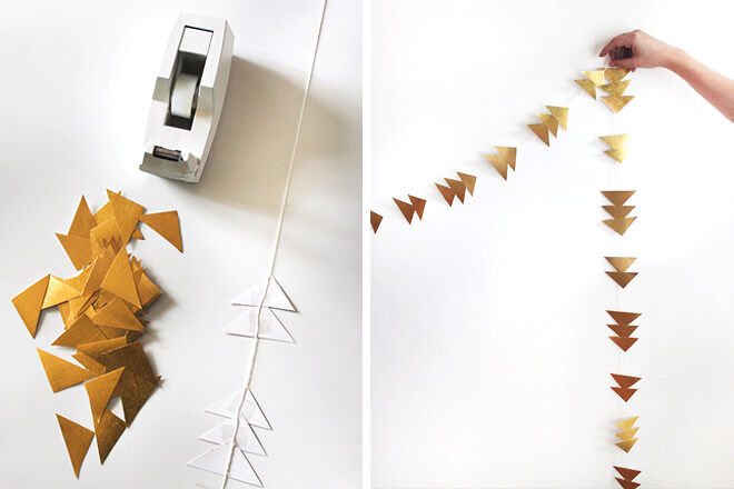 Give your Christmas decorating some edge with this gold angled garland