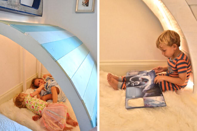 Plywood kids reading nook