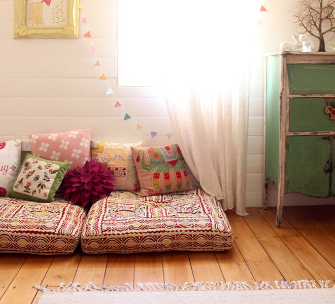 Giant floor cushions are a simple yet effective way to make a cosy reading nook for the kids