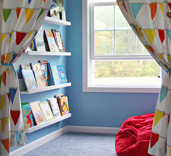 Colourful blinds make a private library for kids