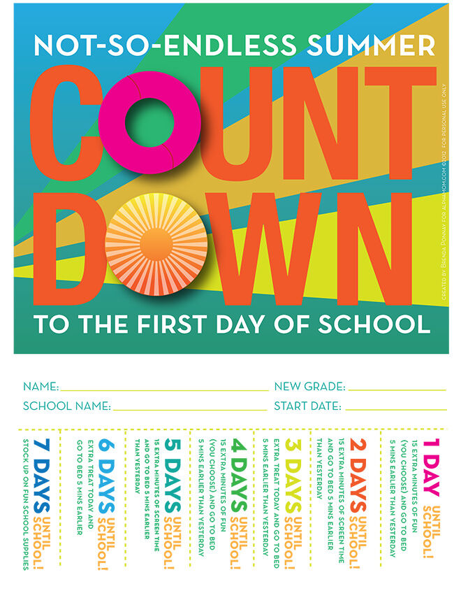 Create an activity countdown to celebrate going back to school.