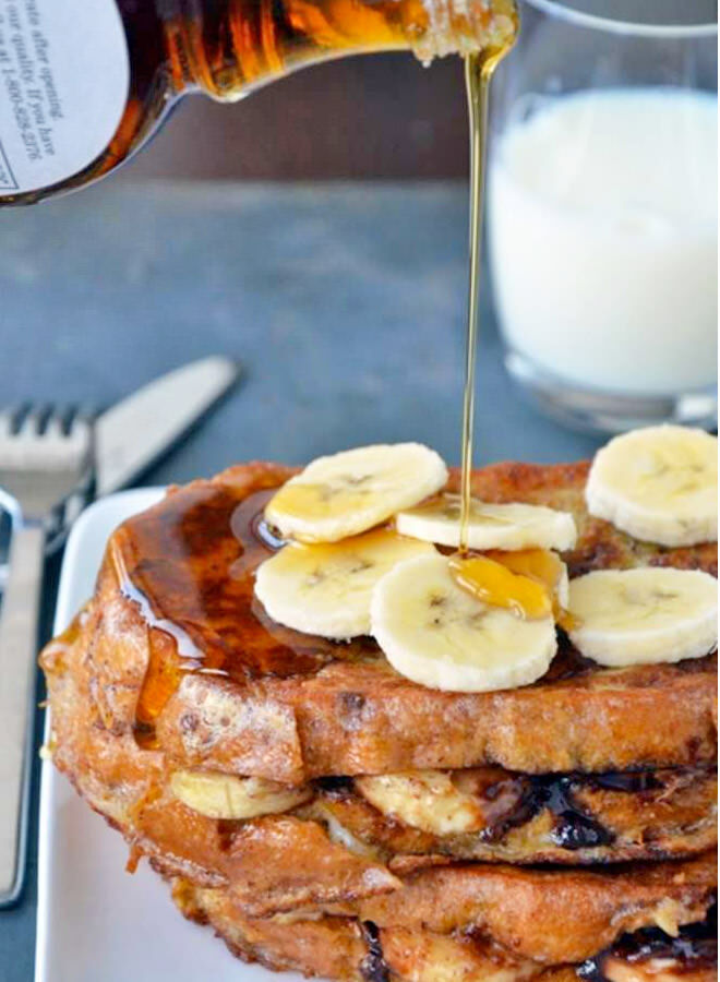 Banana and Nutella-stuffed french toast