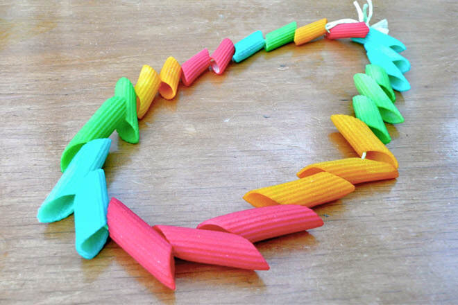 Coloured pasta necklace